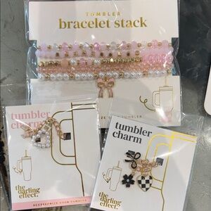 Pink and Gold Bracelet Stack for Tumbler &Charms